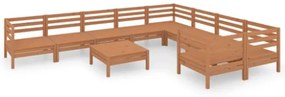 Set Divani da Giardino 10 pz Miele in Legno Massello di Pino