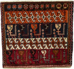 Shiraz Tappeto 60 x 60 Rosso (Iran) Annodato A Mano