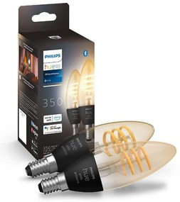 SET 2 lampadine LED dimmerabili Philips Hue WHITE AMBIANCE E14/4,6W/230V