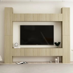 Set porta tv 8 pz rovere sonoma in truciolato