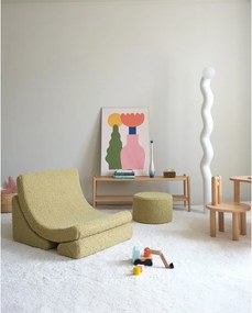 Pouf per bambini verde con rivestimento in bouclé – Wigiwama