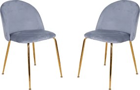 Sedia da pranzo in velluto Grigio Balena con gambe in metallo Oro - PARIS 2 sedie