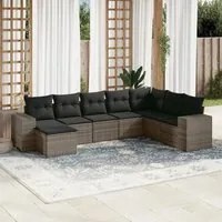 Set Divano da Giardino 8 pz con Cuscini Grigio in Polyrattan 3255297