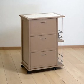 Carrello da cucina con ante a ribalta e portabottiglie Tortora