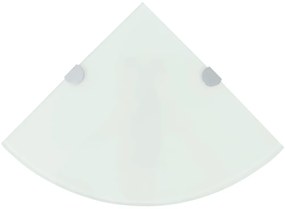 Scaffali Angolari 2 Pz Supporti Cromati E Vetro Bianco 35x35 Cm /