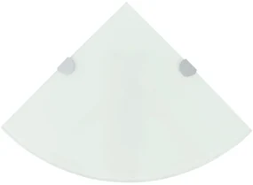 Scaffali Angolari 2 Pz Supporti Cromati E Vetro Bianco 35x35 Cm /