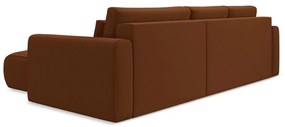 Divano angolare color terracotta allungabile/con contenitore (con penisola a destra/con chaise lounge) con rivestimento in velluto Kapua – Makamii
