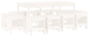 Set da pranzo per giardino 13pz bianco legno massello di pino