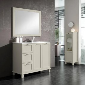 Mobile sottolavabo e lavabo Unike per vasca a destra perla L 100 cm, 2 ante 3 cassetti