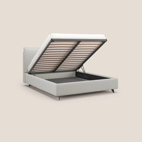 Nives letto imbottito contenitore sfoderabile in microfibra velluto impermeabile T09 panna