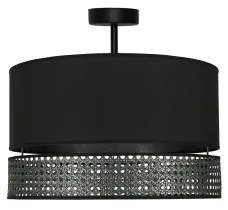 Duolla - Lampadario a plafone DOUBLE RATTAN 1xE27/15W/230V diametro 40 cm nero