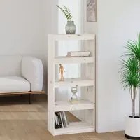 Libreria/Divisorio Bianco 60x30x135,5 cm Legno Massello di Pino 808169