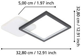 Plafoniera Moderna Gafares Alluminio Nero Luce Led Integrato 15W Ip20