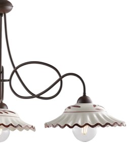 Lampadario Country Chic Bistrot 3 Luci Ruggine Con Ceramica Vietrese