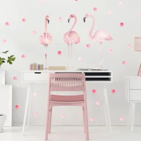Adesivo da parete - fenicottero rosa con sfere | Inspio
