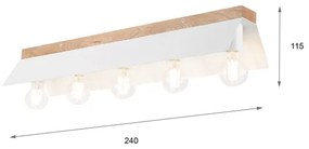 Plafoniera ESME 5xE27/15W/230V bianco/quercia
