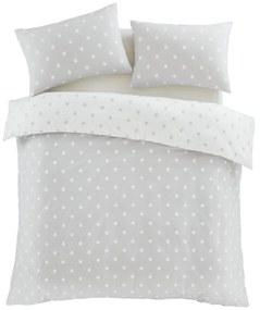 Set copripiumino e federa bianco e grigio in flanella per letto matrimoniale 200x200 cm Polka Dot – Catherine Lansfield