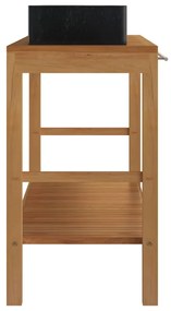 Armadietto da bagno in legno di teak con lavabi in marmo nero