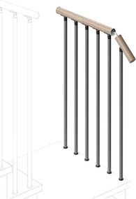 Balaustra in kit IRIS Gala in legno grigio antracite, corrimano in legno bianco L 120 cm, fissaggio a pavimento