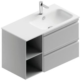 Mobile sottolavabo e lavabo Pull grigio artico opaco in mdf L 90 x H 56 x P 46 cm 1 vasca 2 cassetti