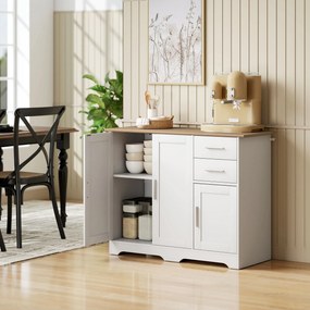 Credenza Moderna Buffet 100x40x78 cm con 2 Cassetti e 2 Armadietti in Legno Bianco e color Legno...