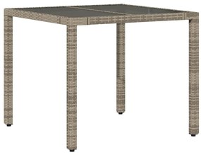 Set bistrò da giardino 3 pz con cuscini in polyrattan grigio