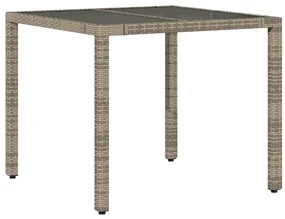 Set bistrò da giardino 3 pz con cuscini in polyrattan grigio