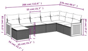 Set divano da giardino 8 pz con cuscini grigio in polyrattan