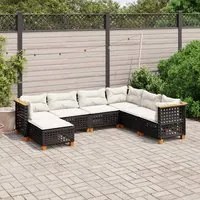 Set Divani da Giardino con Cuscini 7pz Nero Polyrattan 3261938