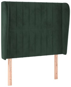 Testiera ad orecchio verde scuro 103x23x118/128cm in velluto