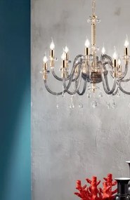 Lampadario sospeso in cristallo fume' dido 8 luci lp.dido-8-fume