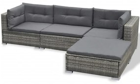 Set Divani da Giardino 6 pz con Cuscini in Polyrattan Grigio