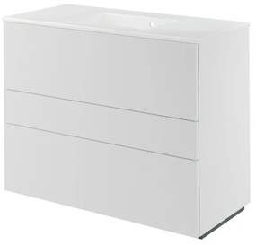 Mobile da bagno a terra L 105 x H 84 x P 48 cm bianco laccato opaco, 3 cassetti SENSEA Neo Line