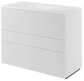Mobile da bagno a terra sotto lavabo L 105 x H 84 x P 48 cm bianco laccato, 3 cassetti SENSEA Neo