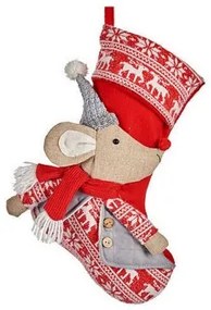 Calza di Natale Mouse 31 x 5 x 48 cm Rosso Grigio Bianco Crema