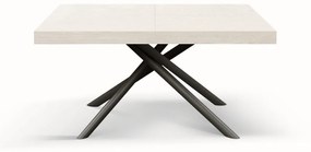 Tavolo CARRARA in legno, finitura bianco frassinato e base in metallo verniciato antracite, allungabile 140&#215;90 cm &#8211; 220&#215;90 cm