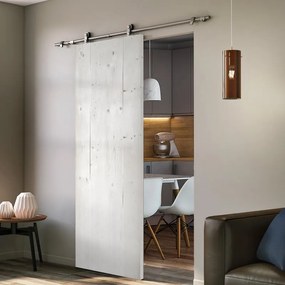 Porta scorrevole reversibile Barn bianco in alluminio bianco, L 96 x H 215 cm, con binario Toledo