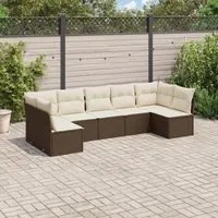 Set Divani da Giardino 7 pz con Cuscini Marrone in Polyrattan 3249272