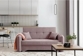 Divano rosa allungabile/con contenitore e rivestimento in ciniglia 155 cm Laine – ELTAP