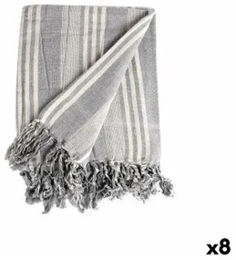 Foulard Multiuso Righe 235 x 205 cm Bianco Grigio (8 Unità)