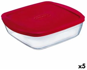 Portapranzo Rettangolare con Coperchio Ô Cuisine Cookstore Ocu Rosso 2,5 L 28 x 20 x 8 cm Silicone Vetro (5 Unità)