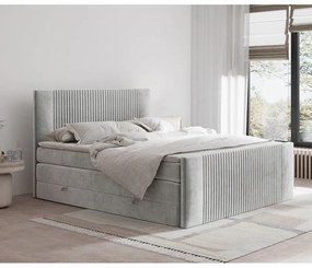 Letto boxspring grigio chiaro con contenitore 200x200 cm Bergamo – Maison de Rêve