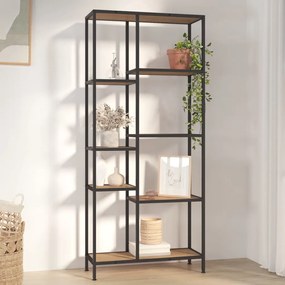 Scaffale Per Libri 80x30x180 Cm Acciaio E Legno Multistrato /
