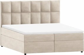Letto matrimoniale imbottito bianco crema con spazio contenitivo 180x200 cm Flip - Ropez