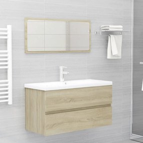 Mobile con lavabo integrato rovere sonoma in legno multistrato