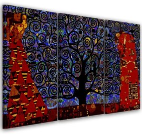 Quadro su tela 3 pannelli, Blue Tree of Life Abstraction