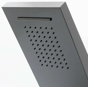 Soffione doccia a sbalzo 22x50 cm nero opaco in acciaio inox con cascata