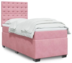 Giroletto A Molle Con Materasso Rosa 100x200 Cm İn Velluto /