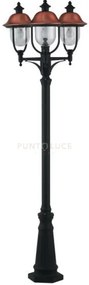 Palo venezia nero e rame 3 luci attacco e27 ip44 65x230cm