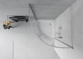 Mexen Rio cabina doccia semicircolare 70 x 70 cm, trasparente, cromo + piatto doccia Rio, bianco - 863-070-070-01-00-4710